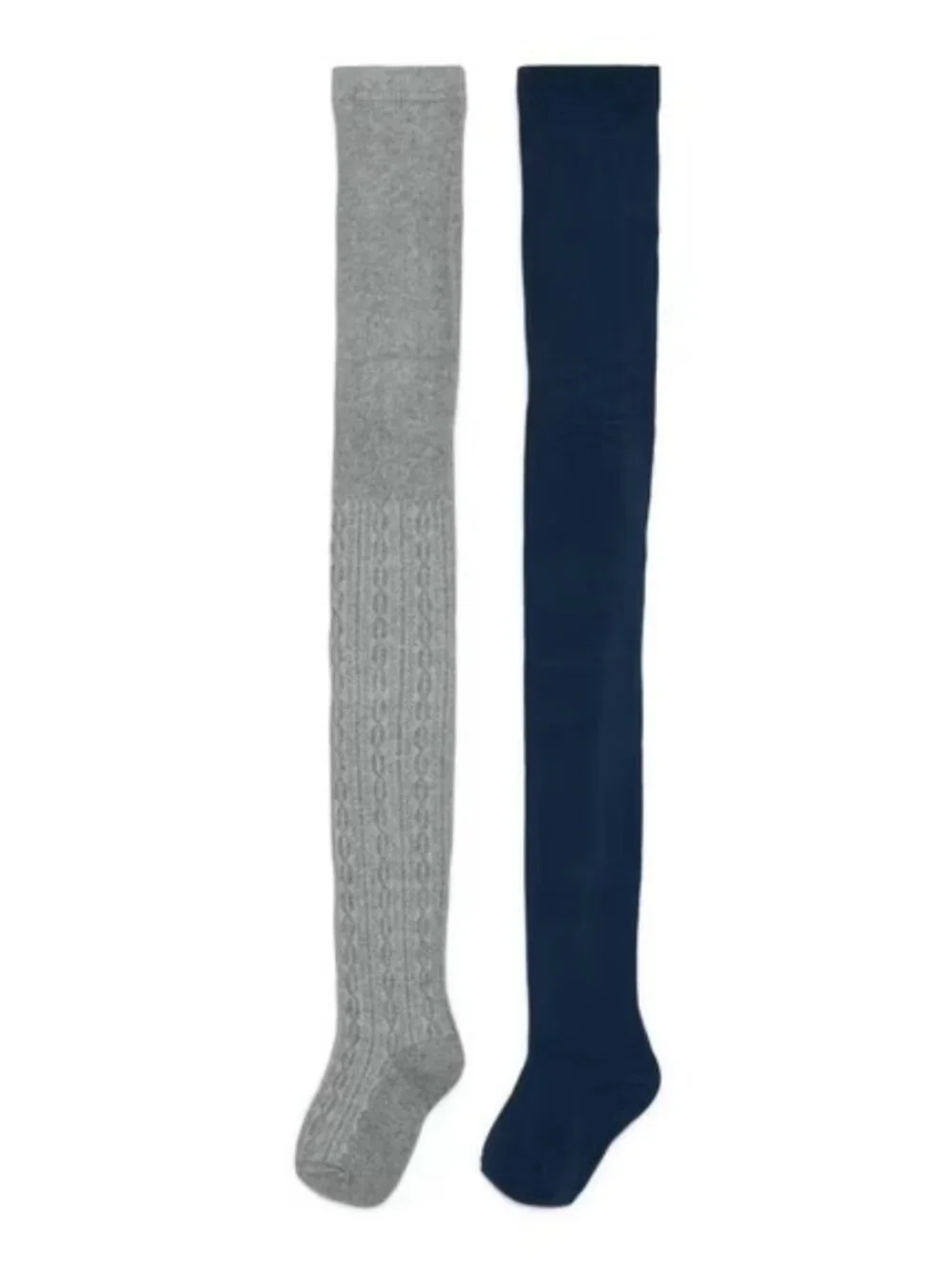 Lot of 2 Wonder Nation Girls' Cable Knit Footed Tights & Lurez Tights, S (4-6)